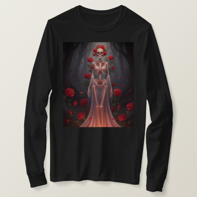 Camiseta A bony girl wears a wedding dress in a forest.  (Anverso del diseño)