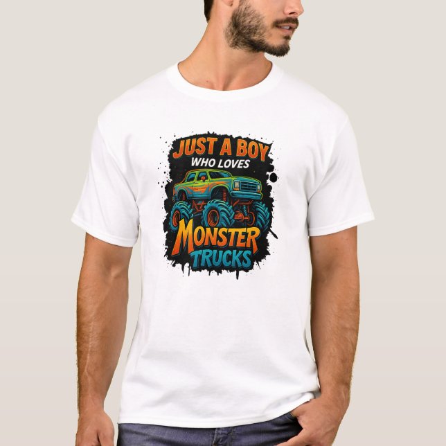 Camiseta A Boy Who Loves Monster Trucks (Anverso)