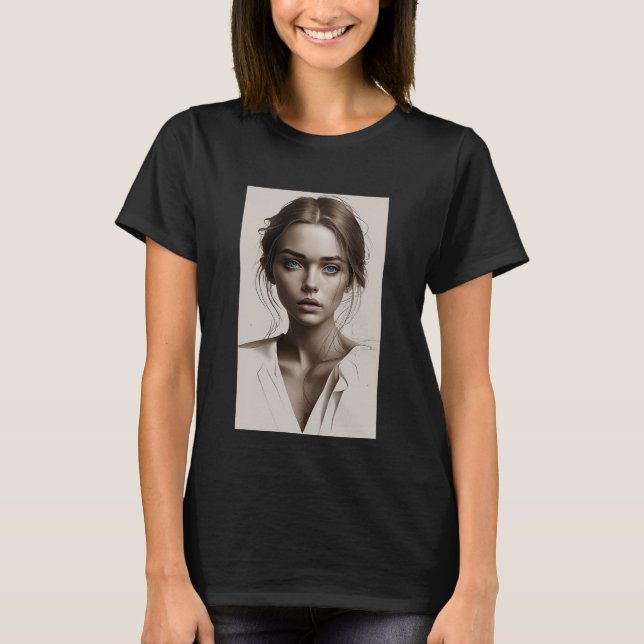 Camiseta a captivate minimalist portrait of young woman  (Anverso)