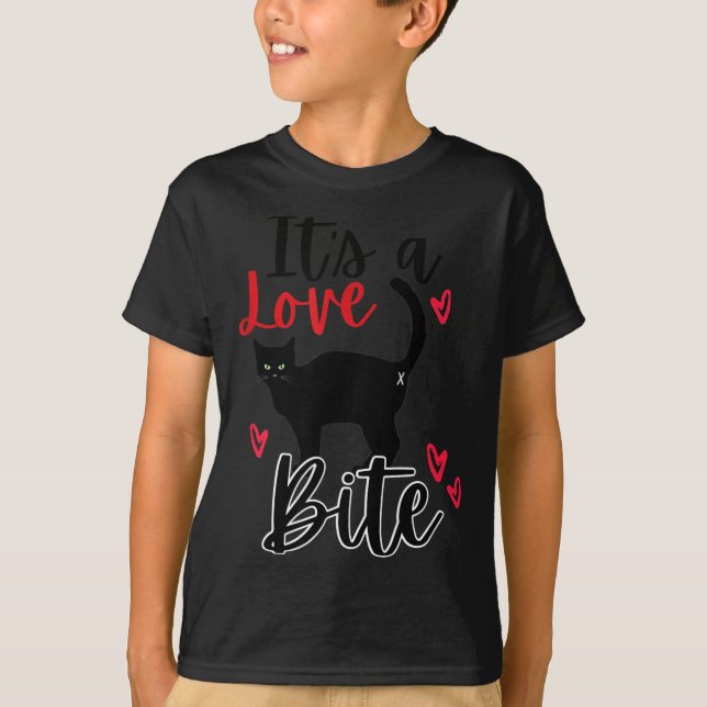 Camiseta A Cat Bite Means Love, Kitty Valentines  (Anverso)