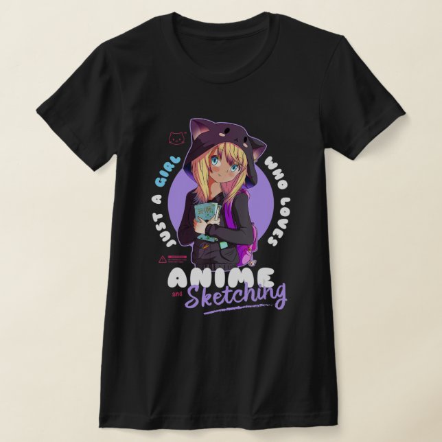 Camiseta A Chica le encanta bocetos animales Ramen Manga Ot (Distribución)