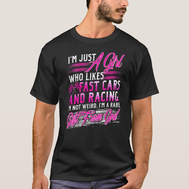 Camiseta A Chicas Carreras Les Gusta Los Coches Rápidos Es  (Anverso)