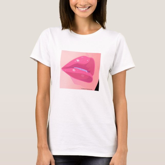 Camiseta A close-up digital art of glossy pink lips adorned (Anverso)