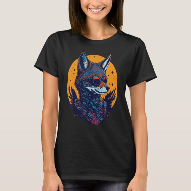 Camiseta A Cool Canine in Shades Retro Graphic  Cute Coyott (Anverso)