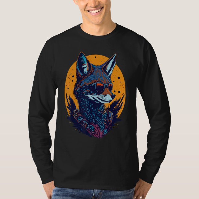 Camiseta A Cool Canine in Shades Retro Graphic  Cute Coyott (Anverso)