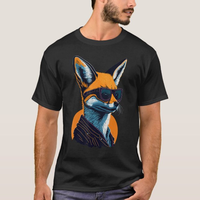 Camiseta A Cool Canine in Shades Retro Graphic  Cute Fennec (Anverso)