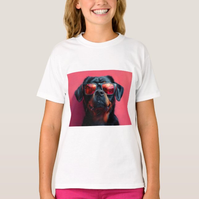 Camiseta A cool rottweiler with sunglasses (Anverso)