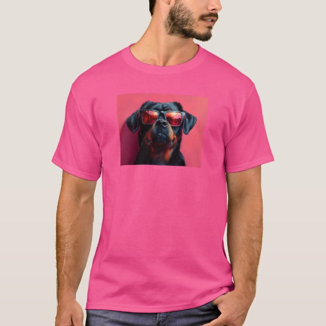 Camiseta A cool rottweiler with sunglasses (Anverso)