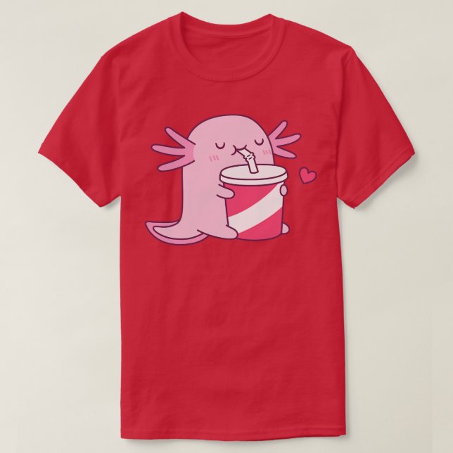 Camiseta A Cute Axolotl le encanta beber refrescos (Diseño del anverso)