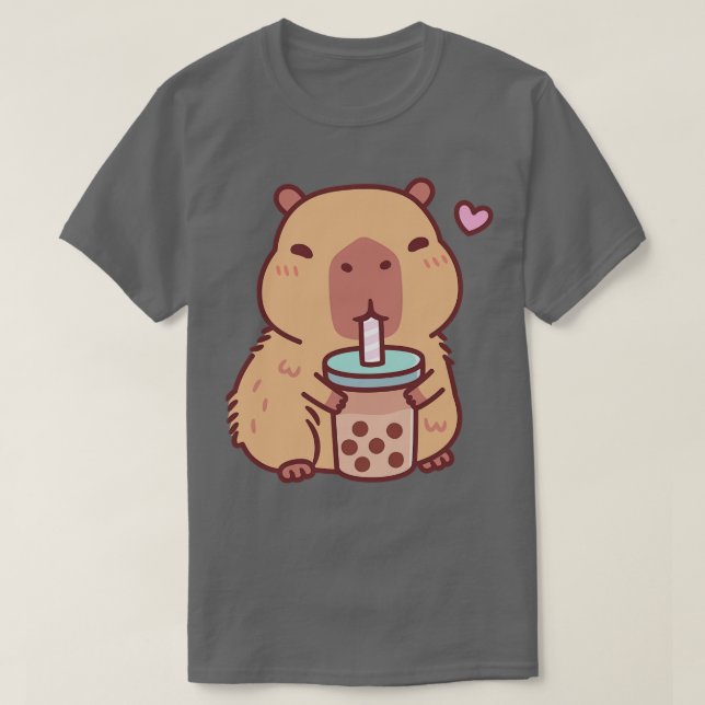 Camiseta A Cute Capybara le encanta beber té de burbuja (Diseño del anverso)