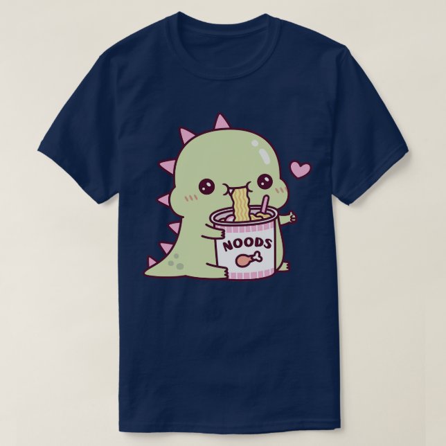 Camiseta A Cute Dino Le Encantan Los Fideos Instantáneos (Diseño del anverso)