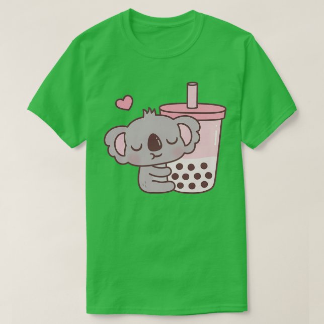 Camiseta A Cute Koala le encanta el té de fresa y burbuja (Diseño del anverso)