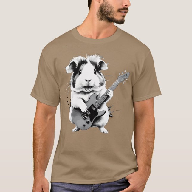 Camiseta A cute lovely guinea pig who enjoys loud rock mus  (Anverso)