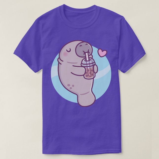 Camiseta A Cute Manatee le encanta beber té Boba (Diseño del anverso)