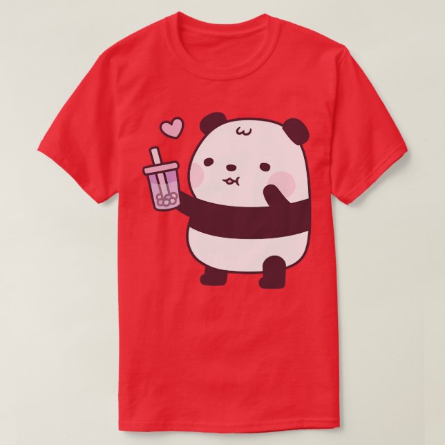 Camiseta A Cute Panda Le Encanta El Té De Burbujas Taro (Diseño del anverso)