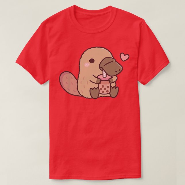 Camiseta A Cute Platypus Le encanta beber té de burbuja (Diseño del anverso)