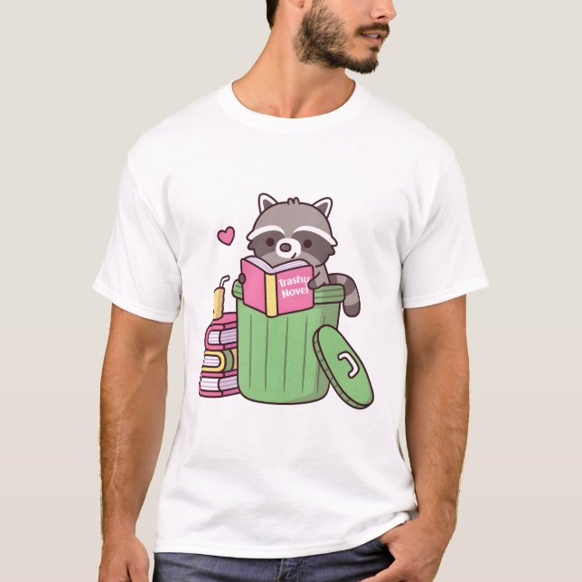 Camiseta A Cute Raccoon le encanta leer libros de novelas t (Anverso)