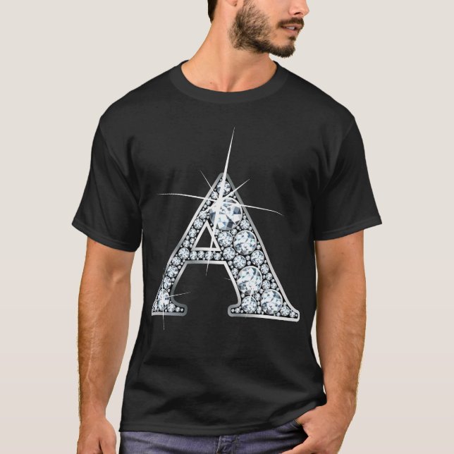 Camiseta "A" Diamond Bling Print T-Shirt (Anverso)