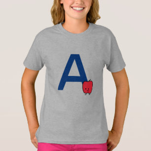 Camiseta A es para el alfabeto de Apple abc letra aprender 