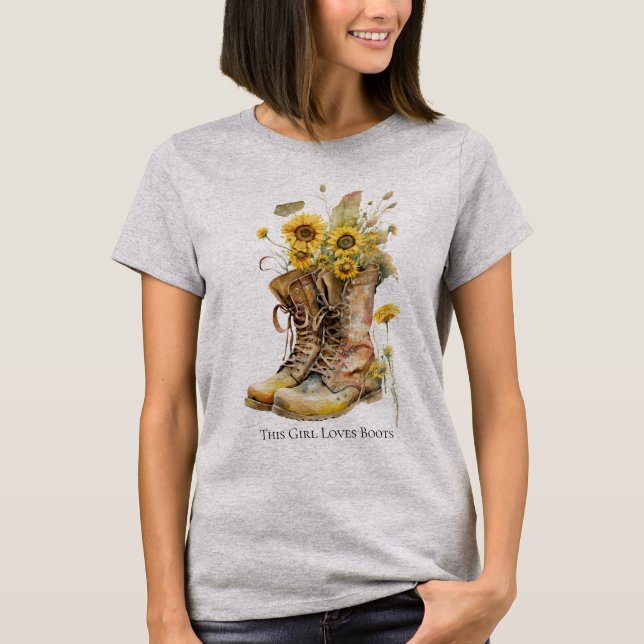 Camiseta A esta Chica le encantan los boots girasoles y los (Anverso)