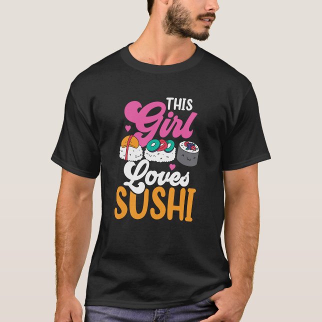 Camiseta A este Chica le encanta comer sushi decir carne (Anverso)