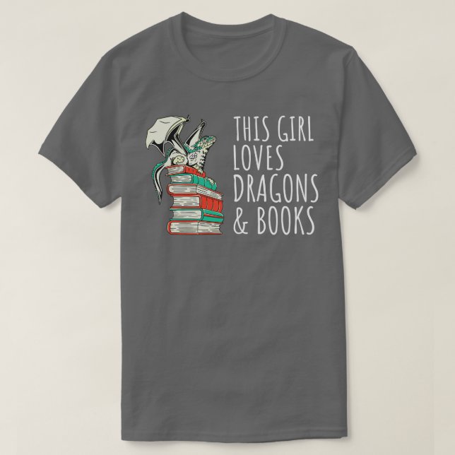 Camiseta A este Chica le encantan los dragones y los libros (Diseño del anverso)