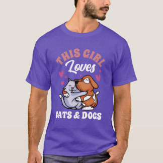Camiseta A este Chica le encantan los gatos y los perros ad