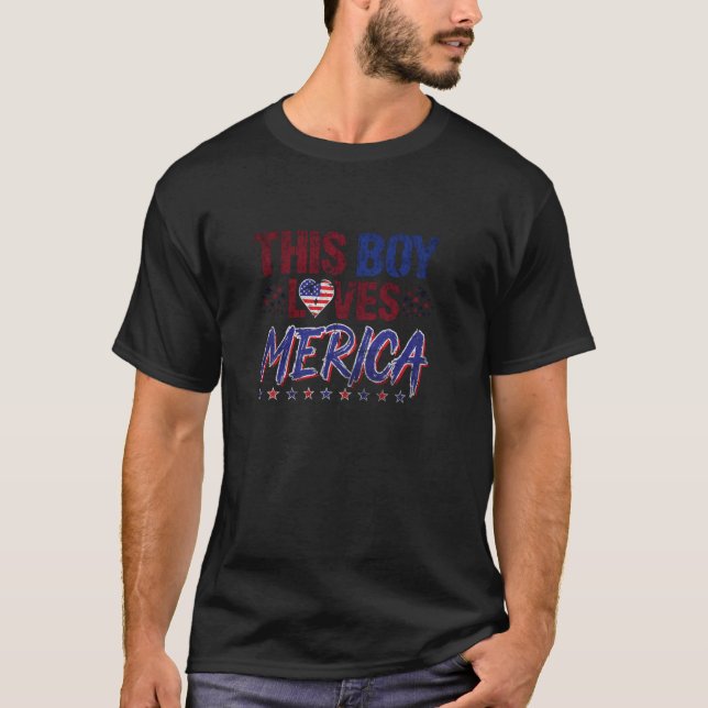 Camiseta A este chico le encanta la bandera de Estados Unid (Anverso)