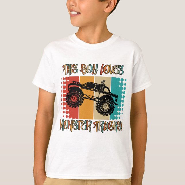 Camiseta A este chico le encantan los camiones monstruales (Anverso)