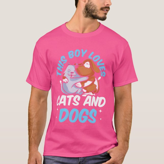 Camiseta A este chico le encantan los gatos y perros amigos (Anverso)