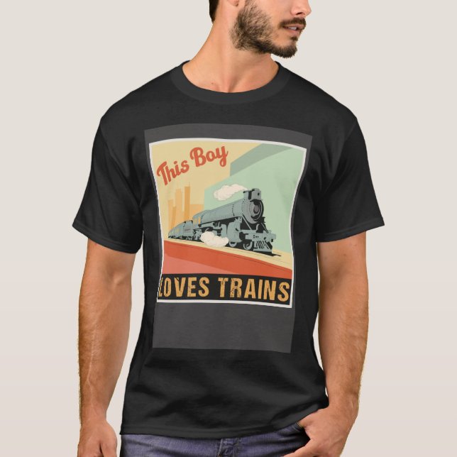 Camiseta A este chico le encantan los trenes de vagón retro (Anverso)