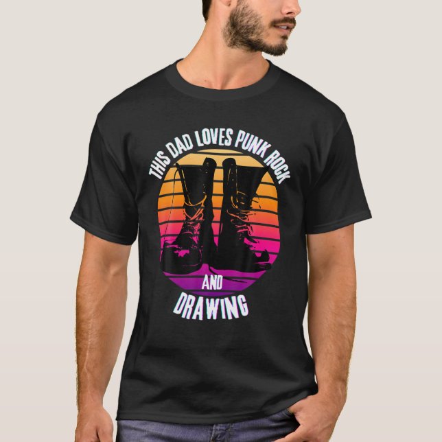 Camiseta A Este Papá Le Encanta La Roca Del Punk Y Dibuja,  (Anverso)