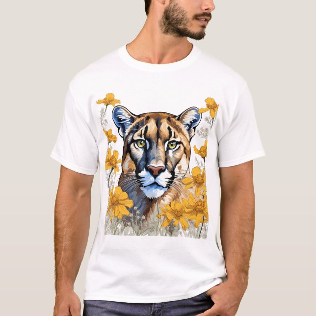 Camiseta A Florida Panther Surrounded By A Coreopsis Flower (Anverso)