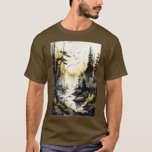 Camiseta A Forest in Fall Autumn Watercolor