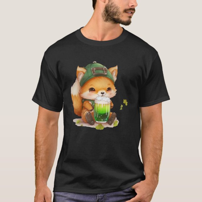 Camiseta A Fox le encanta la cerveza St Patrick s Day Fox (Anverso)