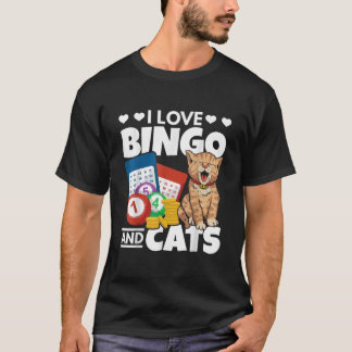 Camiseta A Gato Me Encanta El Bingo Y Los Gatos Apostando B