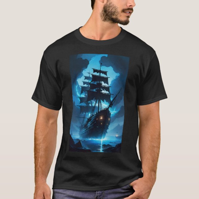 Camiseta a ghost ship, a pirate ship, a foggy ship, the Fly (Anverso)