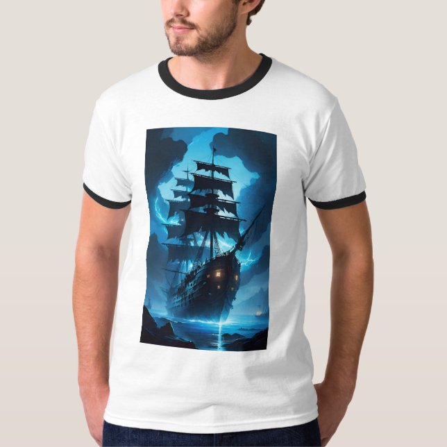Camiseta a ghost ship, a pirate ship, a foggy ship, the Fly (Anverso)