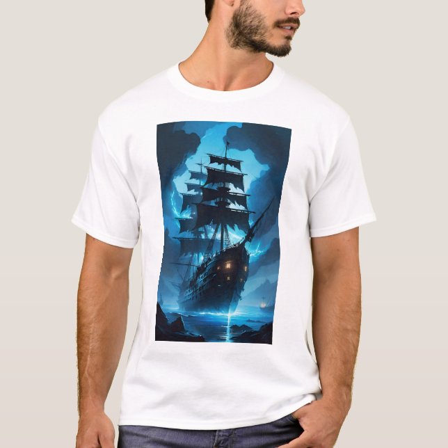 Camiseta a ghost ship, a pirate ship, a foggy ship, the Fly (Anverso)