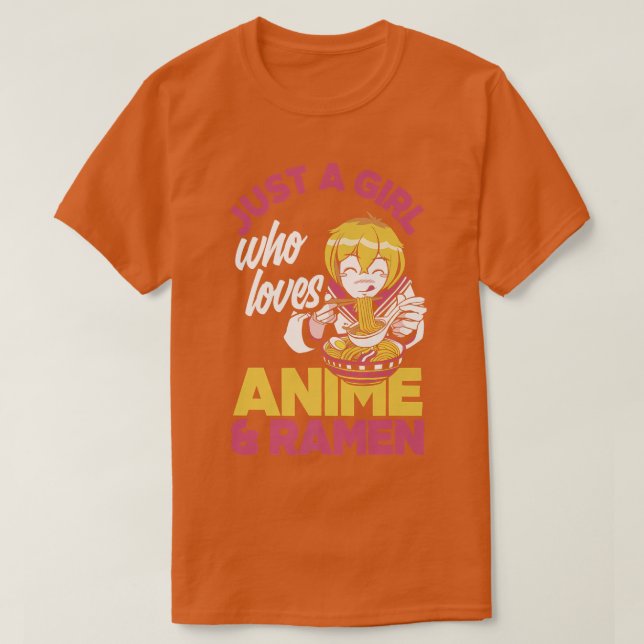 Camiseta A Girl Who Really Loves Anime And Ramen Funny Anim (Diseño del anverso)