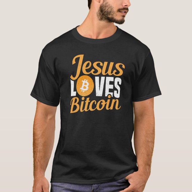 Camiseta A Jesús Le Encanta La Fijación De La Criptodivisa  (Anverso)
