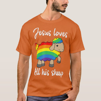 Camiseta A Jesús Le Encanta Toda Su Oveja Bandera LGBTQ