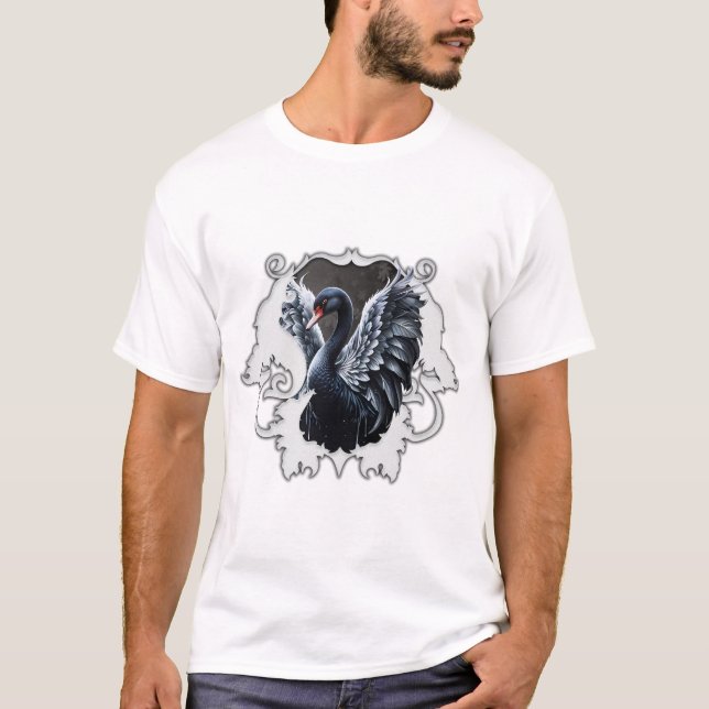 Camiseta A la sombra de la elegancia: un cisne negro. (Anverso)