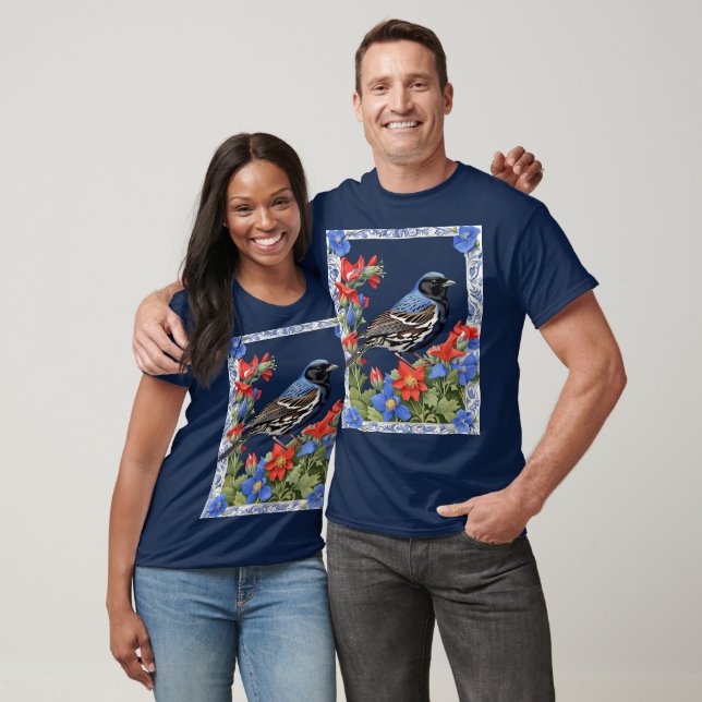 Camiseta A Lark Bunting Surrounded by Colorado Columbine (Unisexo)