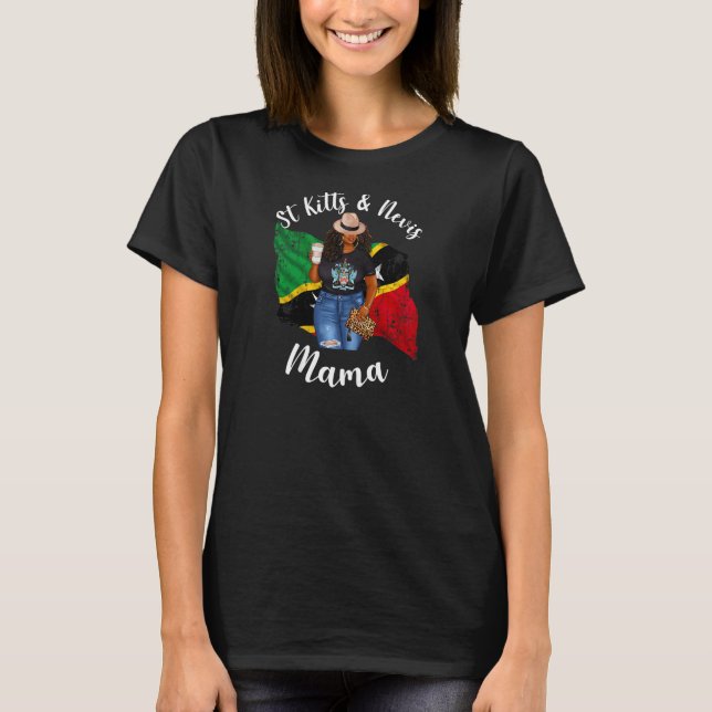 Camiseta A Las Mujeres Afro San Cristóbal Y Nevis Mamá Les  (Anverso)
