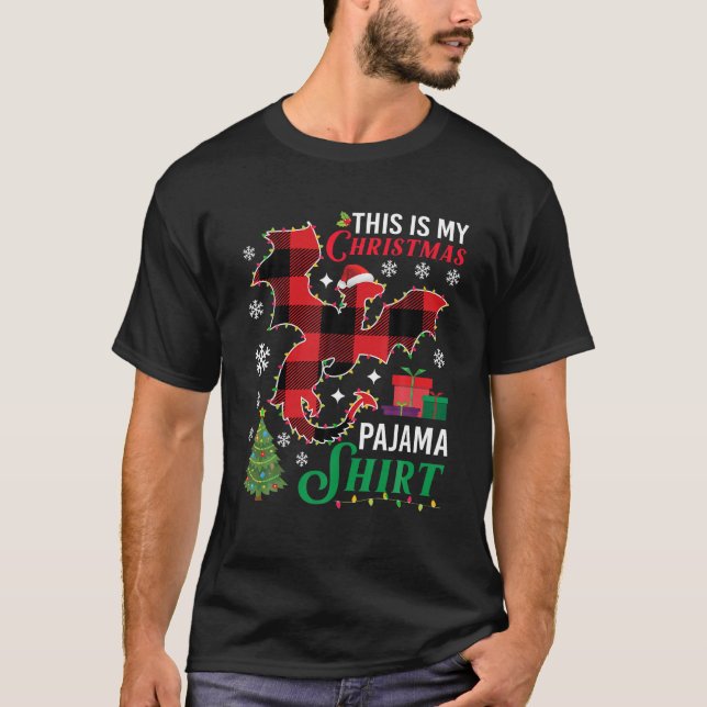 Camiseta A los amantes del dragón les gusta Santa Red Plaid (Anverso)