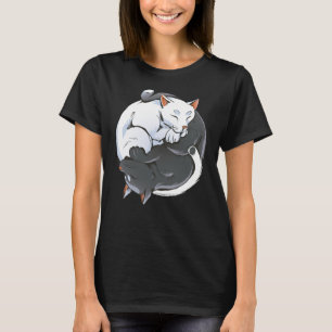 Camiseta A los amantes del gato Ying yang meditación de gat