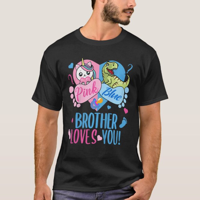 Camiseta A los niños les encanta el dinosaurio rosa o azul (Anverso)