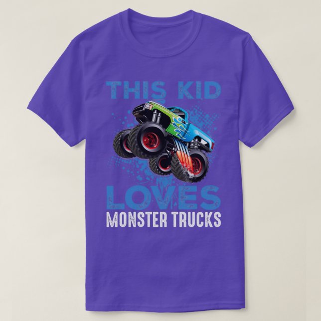 Camiseta A los niños les encantan los camiones monstruales (Diseño del anverso)