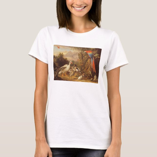 Camiseta A Macaw, Ducks, Parrots and Other Birds in a Lands (Anverso)